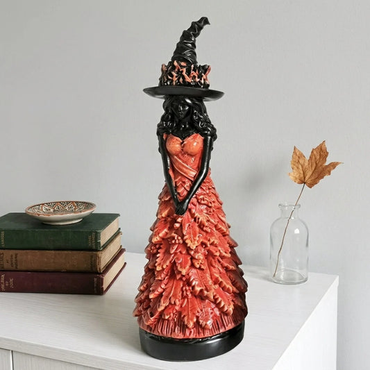 Witch Figurine Autumn Gothic Resin Shelf & Mantel Decor