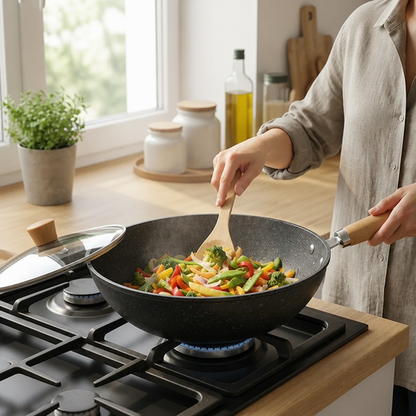 Wok 24 cm Ceramic Non-Stick Flat Bottom