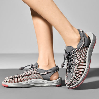 Women's Sandals Breathable Braided Upper Flexible Rubber Sole