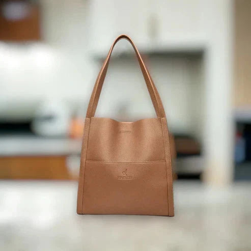Women's Shoulder Bag Genuine Leather Zipper & Multiple Compartments