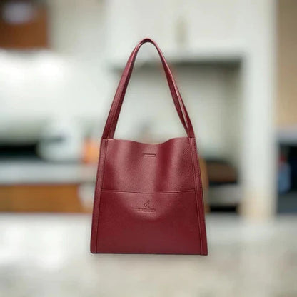 Women's Shoulder Bag Genuine Leather Zipper & Multiple Compartments