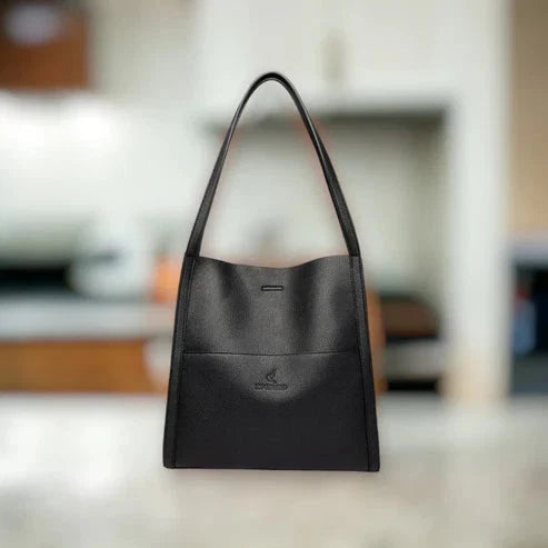 Women's Shoulder Bag Genuine Leather Zipper & Multiple Compartments