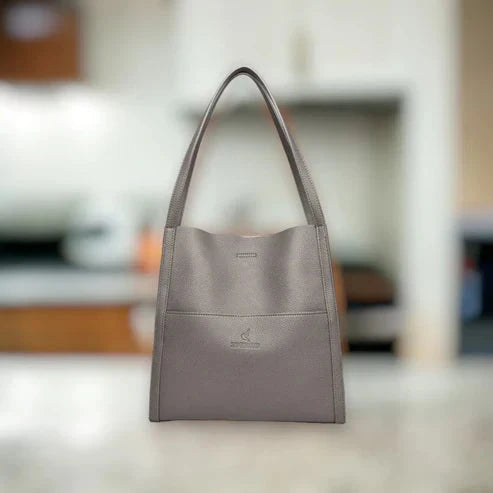 Women's Shoulder Bag Genuine Leather Zipper & Multiple Compartments