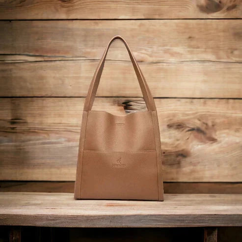 Women's Shoulder Bag Genuine Leather Zipper & Multiple Compartments