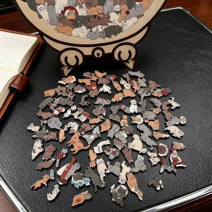 Wooden Jigsaw Puzzle Cat Silhouette Morandi Palette 135 Pieces
