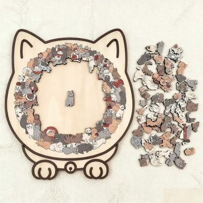 Wooden Jigsaw Puzzle Cat Silhouette Morandi Palette 135 Pieces