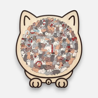 Wooden Jigsaw Puzzle Cat Silhouette Morandi Palette 135 Pieces