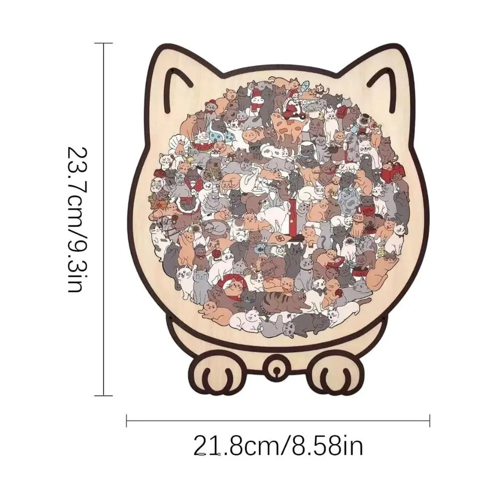 Wooden Jigsaw Puzzle Cat Silhouette Morandi Palette 135 Pieces