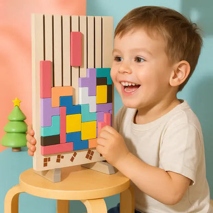 Wooden Puzzle Tetris-Style Set of 20 FSC-Certified