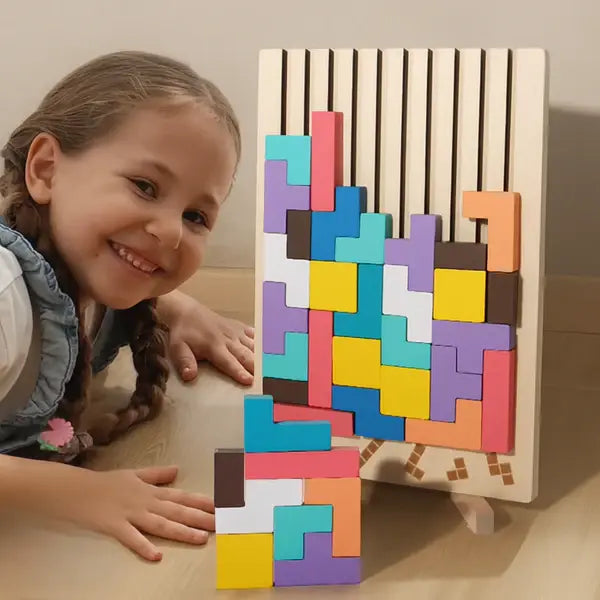 Wooden Puzzle Tetris-Style Set of 20 FSC-Certified