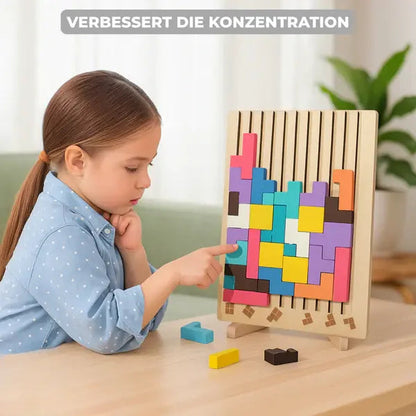 Wooden Puzzle Tetris-Style Set of 20 FSC-Certified