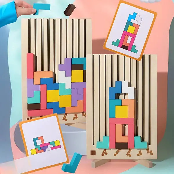 Wooden Puzzle Tetris-Style Set of 20 FSC-Certified