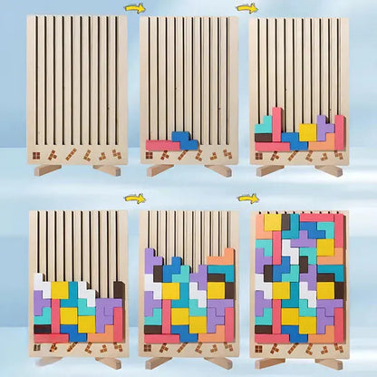 Wooden Puzzle Tetris-Style Set of 20 FSC-Certified