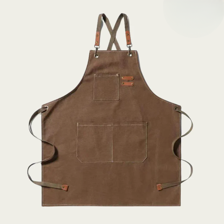 Work Apron Canvas Cross-Back Straps & Tool Pockets