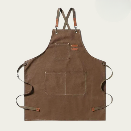 Work Apron Canvas Cross-Back Straps & Tool Pockets