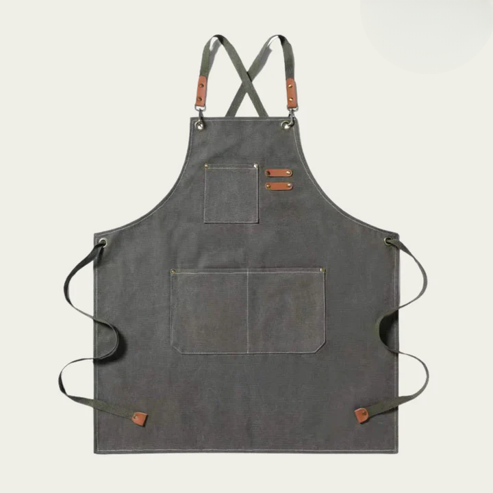 Work Apron Canvas Cross-Back Straps & Tool Pockets
