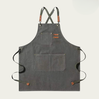 Work Apron Canvas Cross-Back Straps & Tool Pockets
