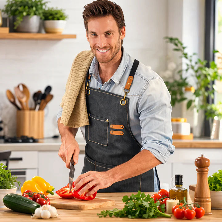 Work Apron Canvas Cross-Back Straps & Tool Pockets