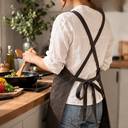 Work Apron Canvas Cross-Back Straps & Tool Pockets
