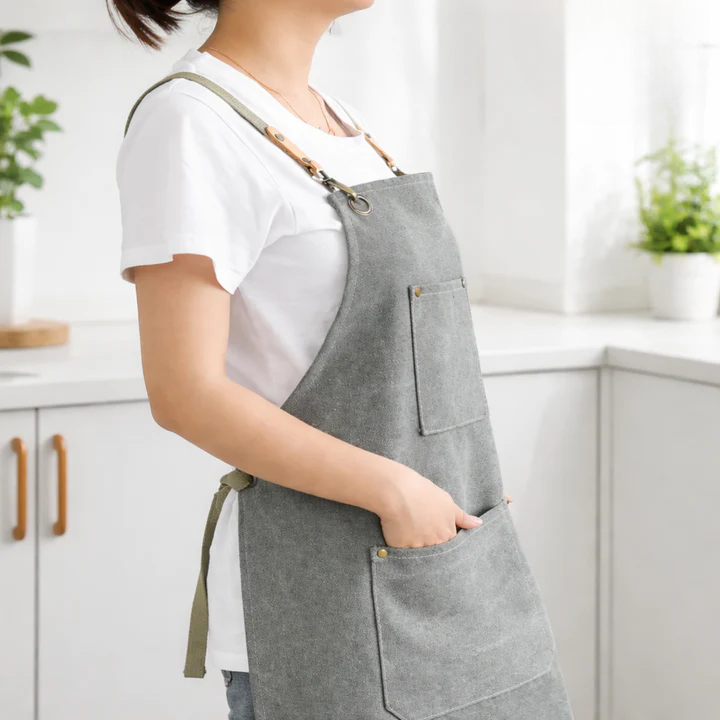 Work Apron Canvas Cross-Back Straps & Tool Pockets