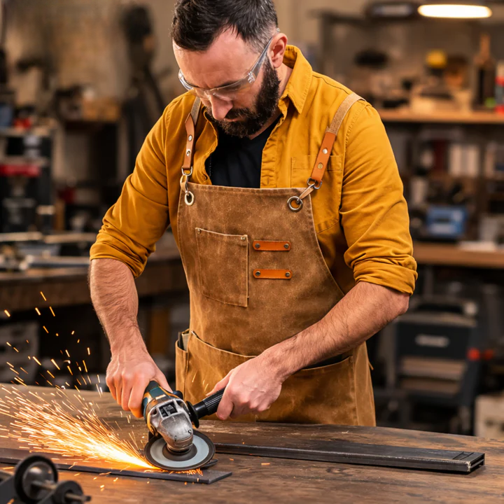 Work Apron Canvas Cross-Back Straps & Tool Pockets