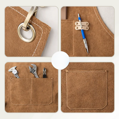 Work Apron Canvas Cross-Back Straps & Tool Pockets