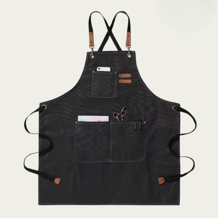 Work Apron Canvas Cross-Back Straps & Tool Pockets