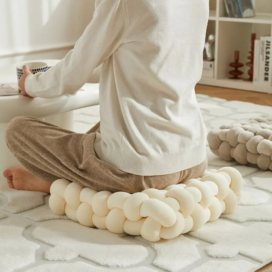 Woven Knot Pillow Velvety Fabric Plush Fill