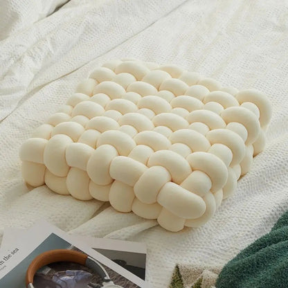 Woven Knot Pillow Velvety Fabric Plush Fill