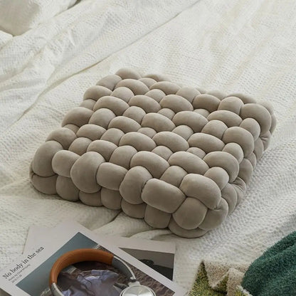 Woven Knot Pillow Velvety Fabric Plush Fill