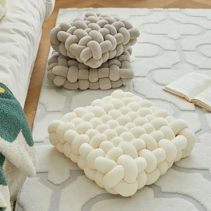 Woven Knot Pillow Velvety Fabric Plush Fill