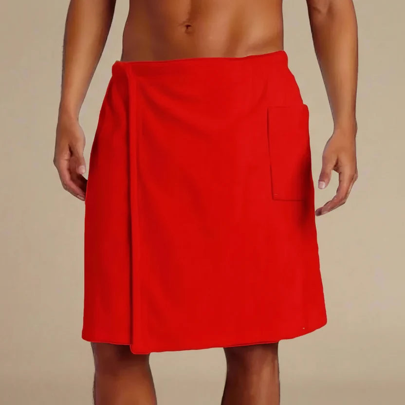 Wrap Bathrobe Coral Fleece Velcro Closure & Pocket
