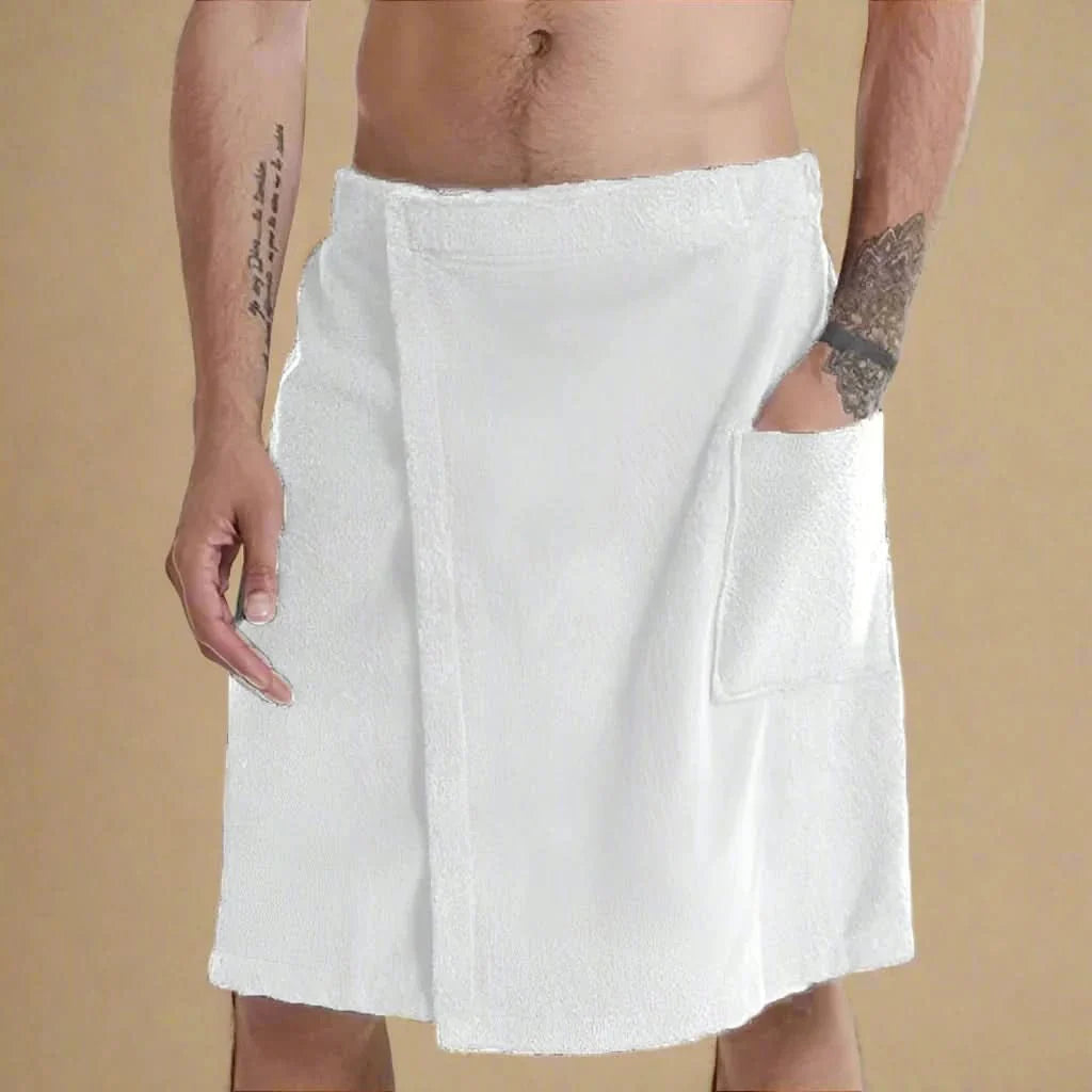 Wrap Bathrobe Coral Fleece Velcro Closure & Pocket