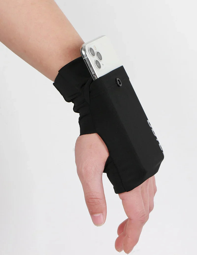 Wrist Phone Pouch Slim Elastic Fit Snap Closure