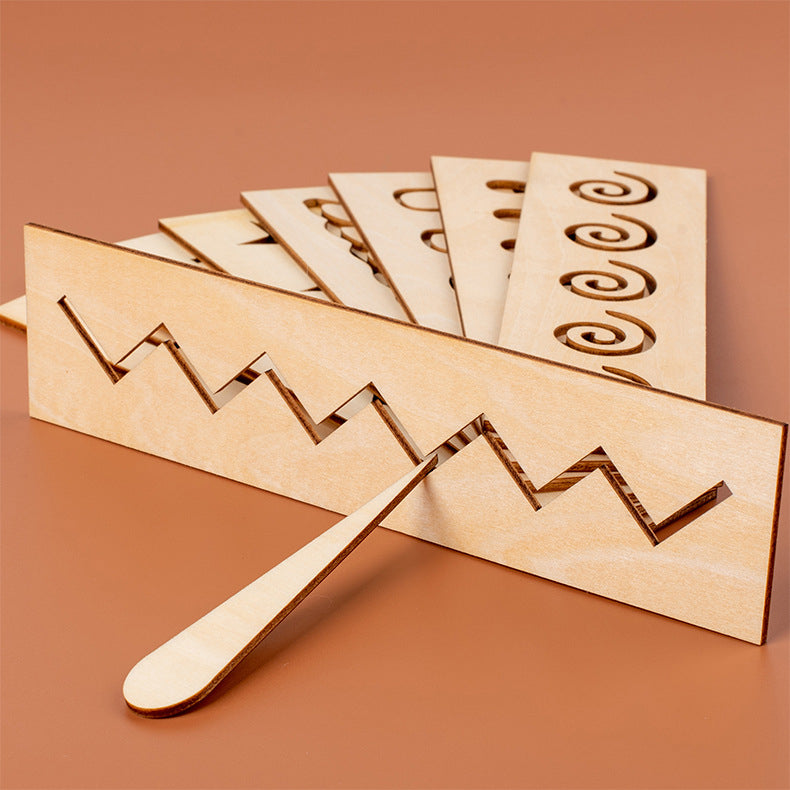 Writing Template Set Wooden Guided Tracing Alphabet & Geometry