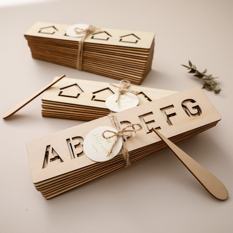 Writing Template Set Wooden Guided Tracing Alphabet & Geometry