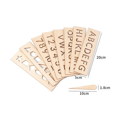 Writing Template Set Wooden Guided Tracing Alphabet & Geometry
