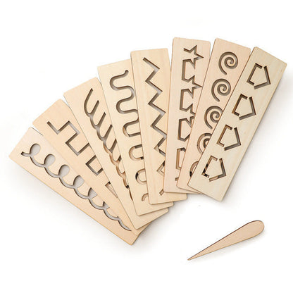 Writing Template Set Wooden Guided Tracing Alphabet & Geometry
