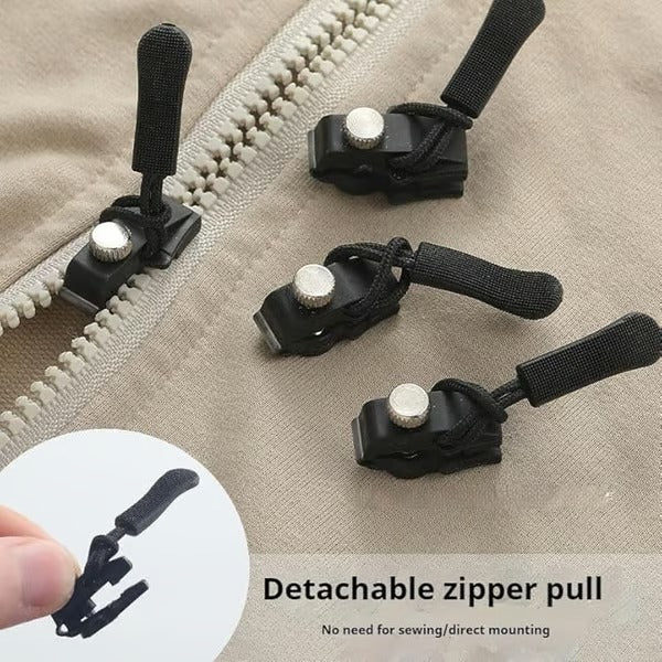 Zipper Pulls Metal Screw Nylon Loop Set of 6