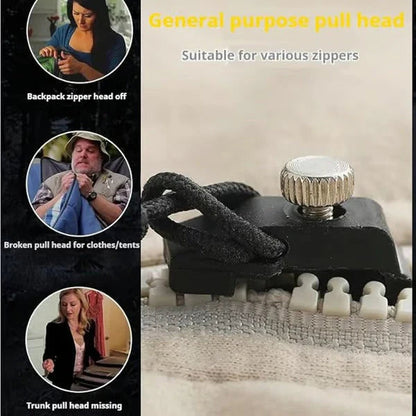 Zipper Pulls Metal Screw Nylon Loop Set of 6
