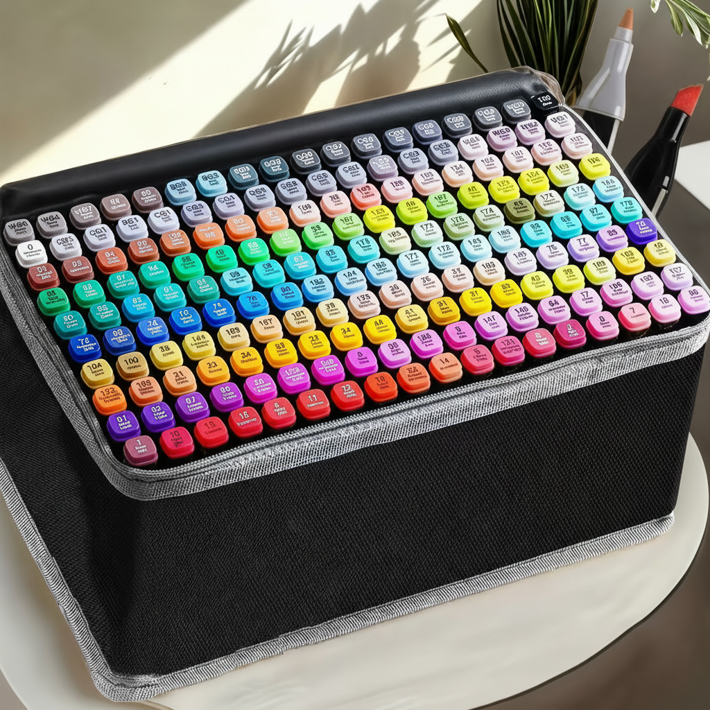 Versatile Dual-Tip Alcohol Markers Set with 168 Vibrant Shades