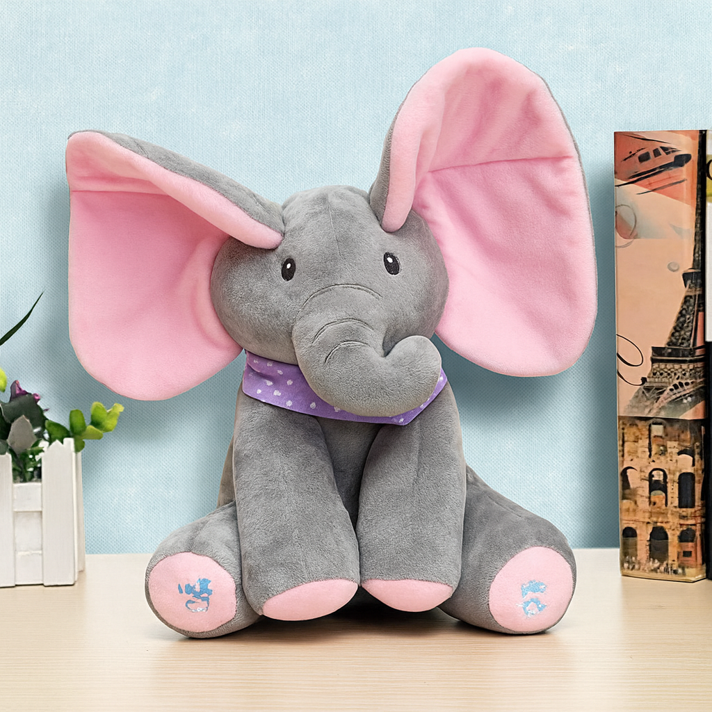 Cuddly Elephant Plush Toy with Interactive Peek-a-Boo Fun