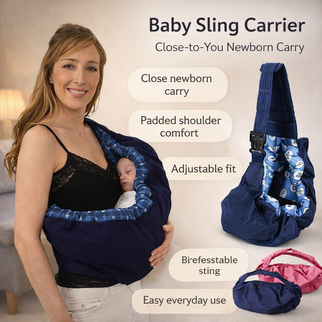 CozyWrap Baby Sling Carrier with Soft Shoulder Cushion and Easy Nursing Access