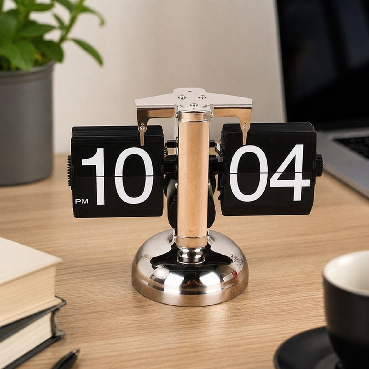 Retro Flip Clock with Silent Movement and Easy-to-Read Numbers
