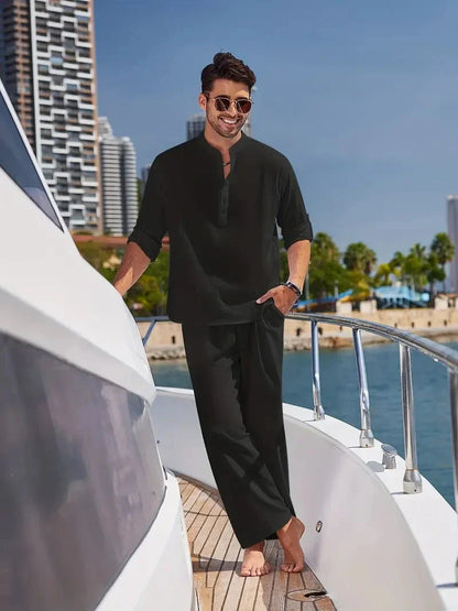 Men's Lightweight Short Sleeve Shirt and Stretchy Shorts Set