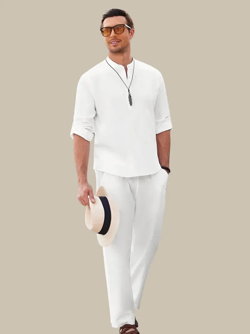 Men's Lightweight Short Sleeve Shirt and Stretchy Shorts Set
