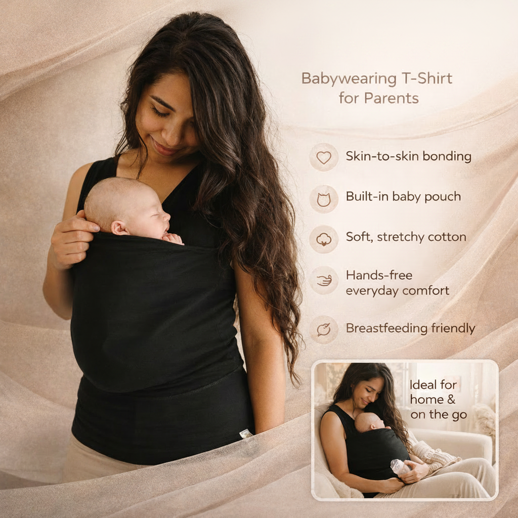 Comfortable Babywearing Tee with Secure Pouch for Newborns