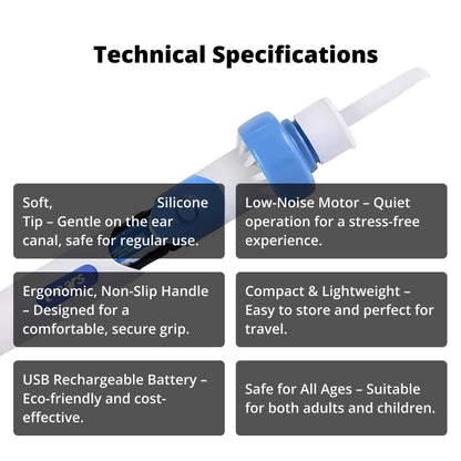 Rechargeable Ear Hygiene Device with Soft Silicone Tip