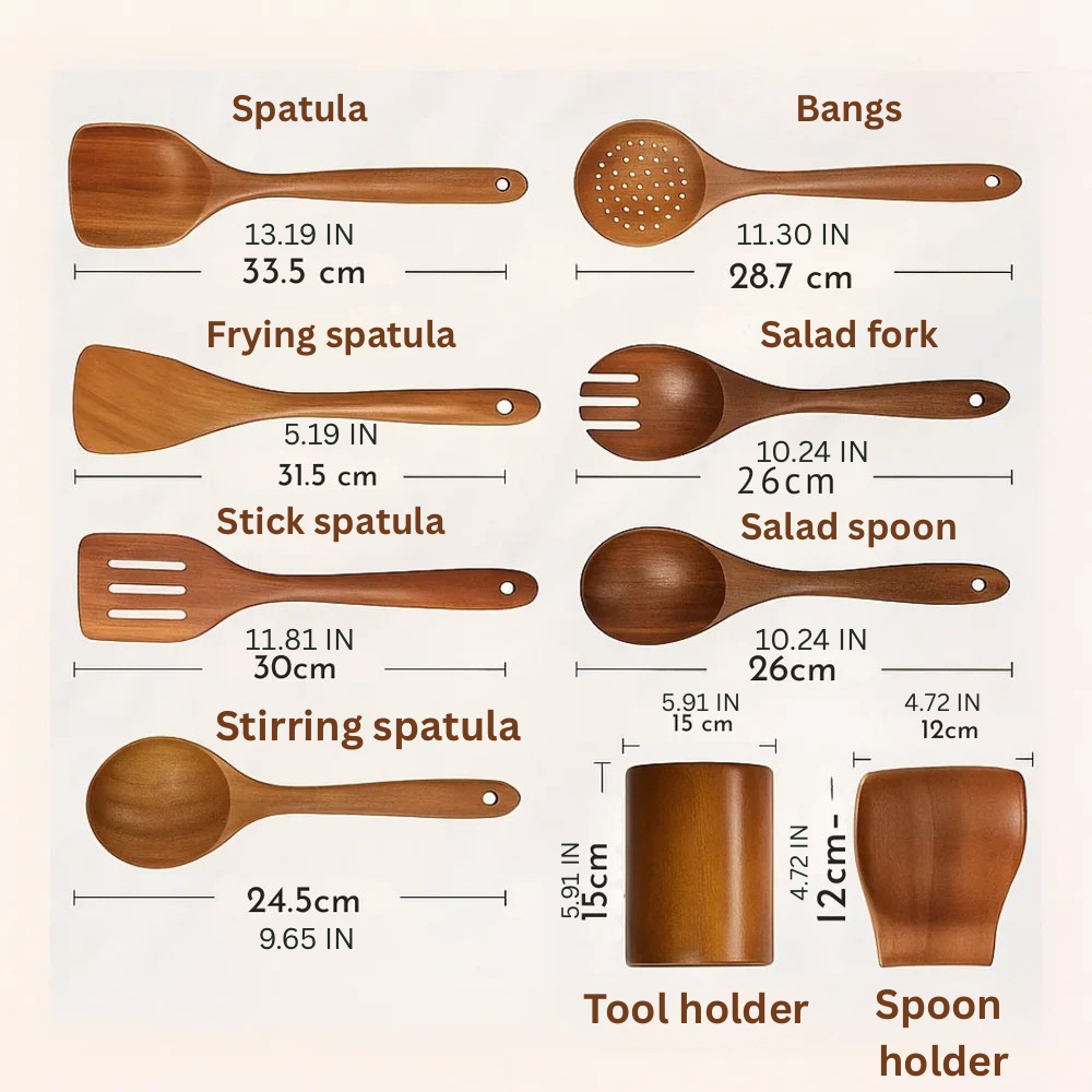 Eco-Friendly Wooden Cooking Utensil Collection
