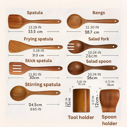 Eco-Friendly Wooden Cooking Utensil Collection